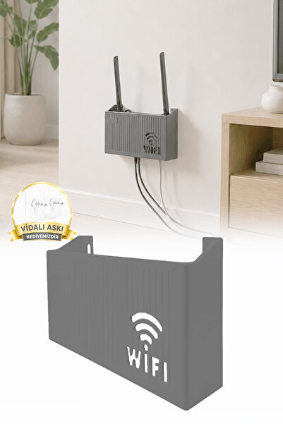 omilife Gri Duvara WiFi Asılabilir Vidalı Askı Yapışkanlı Modem Kutusu Router...