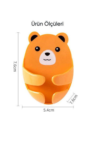 omilife 1 Adet Renkli Ayı Desenli Kablo Tutucu Yapışkanlı Fiş Askısı Priz Düzenleyici Organizer 7.6x5.4