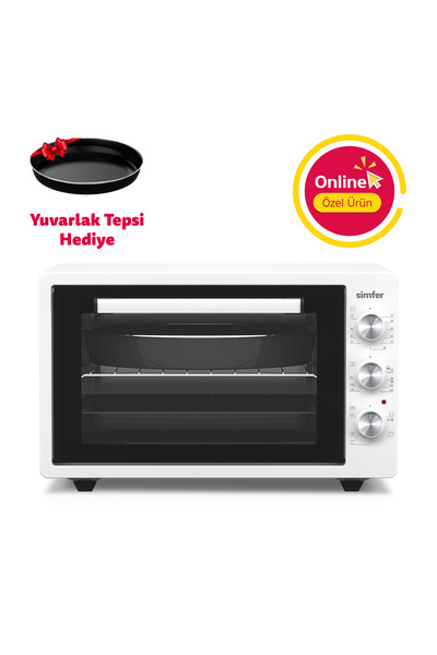 Simfer 4242 Beyaz 42 LT Turbo Fan Mini/Midi Fırın - 6 Fonksiyon,Yoğurt Yapma,...