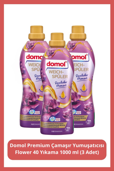 DOMOL Premium Çamaşır Yumuşatıcısı Flower 40 Yıkama 1000 ml (3 Adet)