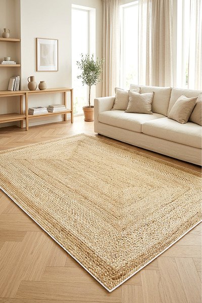 Decomia Home Digitalni neklizajući perivi tepih od tkanog jute, modernog izgl...