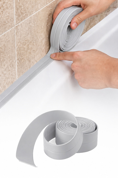 omilife GRİ renk Su Sızdırmaz Bant 3.2 m İzolasyon Lavabo Küvet Tezgah Kenar ...