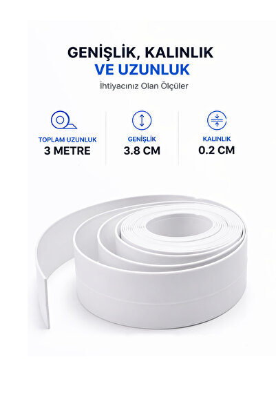 omilife 3'lü Su Sızdırmaz Lavabo Küvet Kenar Bandı Yapışkanlı Banyo Mutfak Sı...