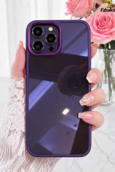 Fibaks iPhone 14 Pro Max Kılıf Kenarları Parlak Arkası Şeffaf Hassas Butonlu ...