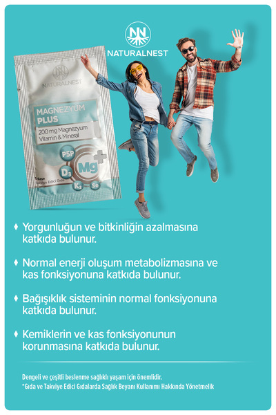 Naturalnest Magnezyum Plus 200 mg 30 Saşe- Sitrat, D3 K2, Bor, Selenyum
