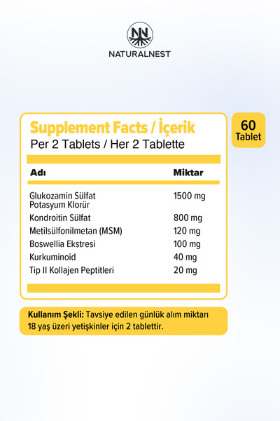 Naturalnest Glucosamine Chondroitin Curcumin & Msm — 60 Tablet