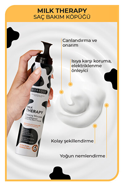 Morfose Milk Therapy Saç Köpüğü 200 ml 3 Adet - Isıyı Karşı Koruma, Nemlendirme