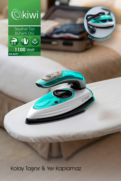 Kiwi Ksı-6317 2'si 1 Arada Buharlı Seyahat Ütüsü & Dikey Portatif Kırışık Gid...
