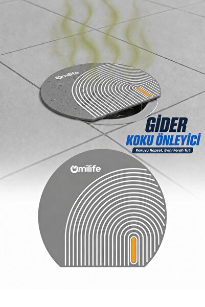 omilife Oval Çizgili Silikon Gider Kapağı Koku Önleyici Banyo Mutfak Lavabo T...