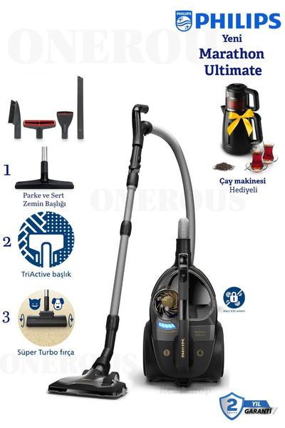 Philips Turbo Başlıklı Kumandalı Kontrol Yeni Marathone Ultimate Torbasız Ele...