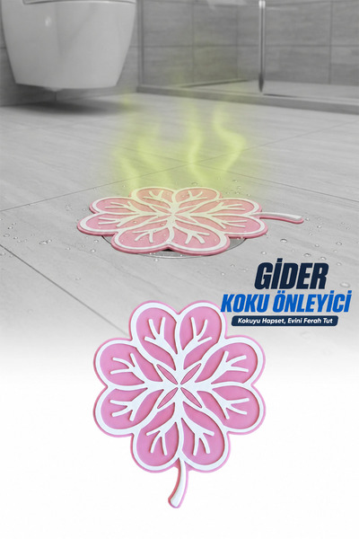omilife Yaprak Model Pembe Gider Koku Önleyici Silikon Mat – Banyo Mutfak Bal...