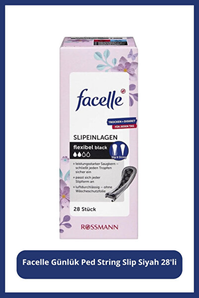 Facelle Siyah String Slip Günlük Ped  28 Adet