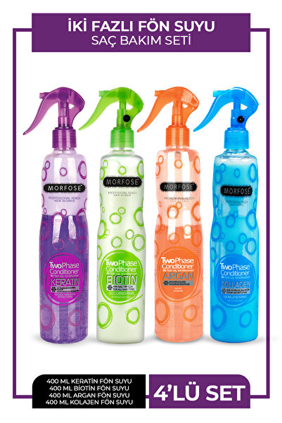 Morfose 4x400ml Keratin + Biotin + Argan + Collagen Içerikli Çift Fazlı Fön Suyu