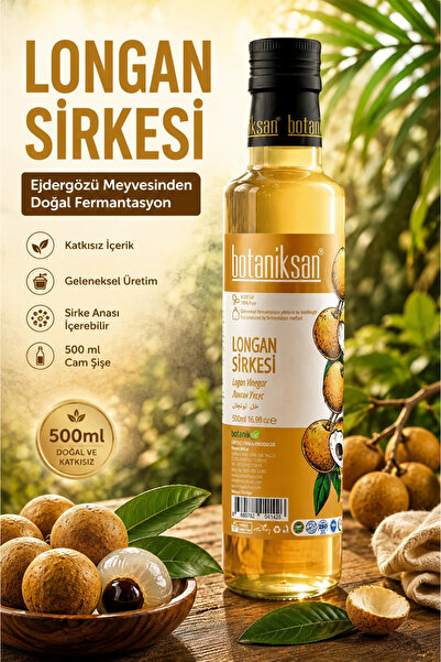 botaniksan Longan Sirkesi 500 ml - Ejdergözü Meyvesi Sirkesi, Doğal Fermantas...