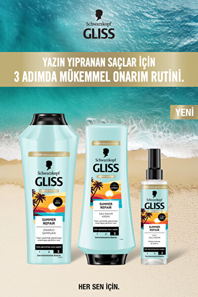 Gliss Summer Repair Kolay Tarama Onarıcı Sıvı Saç Kremi Çok Yıpranmış Kuru Saçlar İçin 200 ml