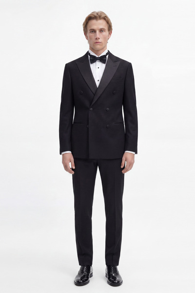 ALTINYILDIZ CLASSICS Erkek Lacivert Keten Slim Fit Dar Kesim Kırlangıç Yaka Ç...