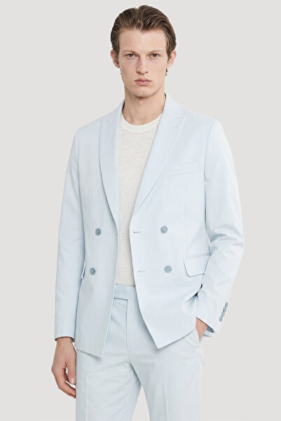 ALTINYILDIZ CLASSICS Erkek Açık Mavi Slim Fit Dar Kesim Kırlangıç Yaka Kapak ...