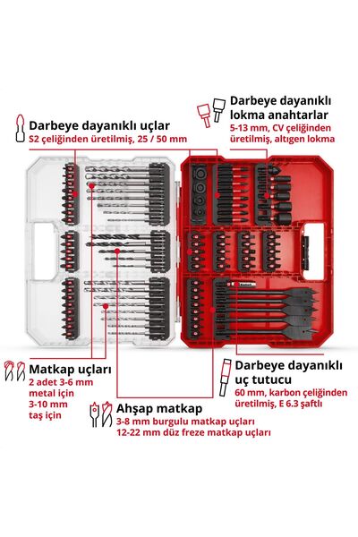 Einhell XL-CASE Delme,Vidalama ve Lokma uç seti 95 parça - 49108798