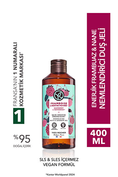 Yves Rocher Duş Jeli - Nemlendirici Enerjik Frambuaz Nane - SLS,SLES İçermez,...