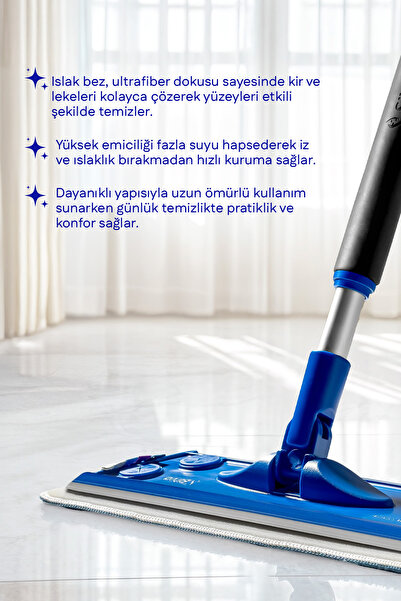 Silva Ultrafiber Tekli Mop Set – Derin Temizlik İçin Islak Mop Bezi