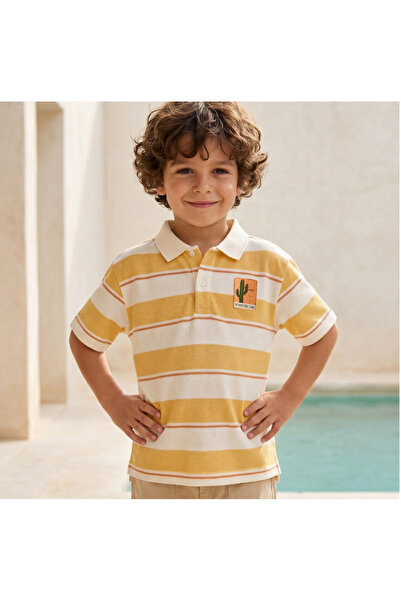 Juniors Embroidered Polo T-shirt with Short Sleeves