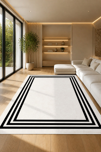 Decomia Home Covor digital anti-alunecare, lavabil, modern, alb, pentru sufra...