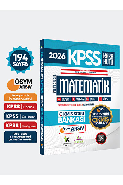 Karakutu Yayınları 2026 FULLKPSS Lisans -Önlisans-Ortaöğretim Matematik KaraK...