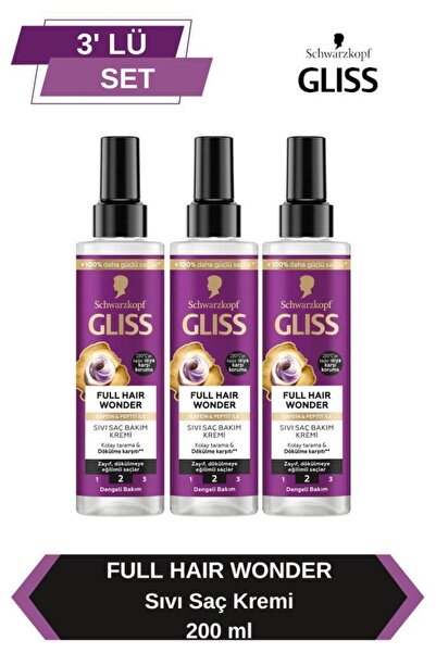 Gliss Full Hair Wonder Dökülme Karşıtı Sıvı Saç Kremi 200 mlx3 Adet