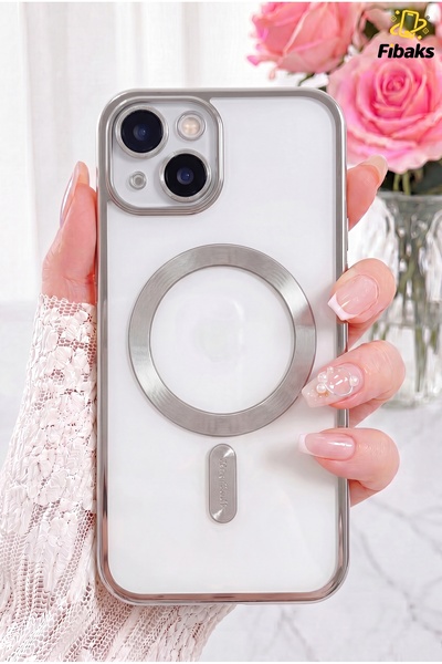 Fibaks iPhone 13/14 Kılıf Kamera Lens Korumalı Magsafe Şarj Kilifi Şeffaf Ren...