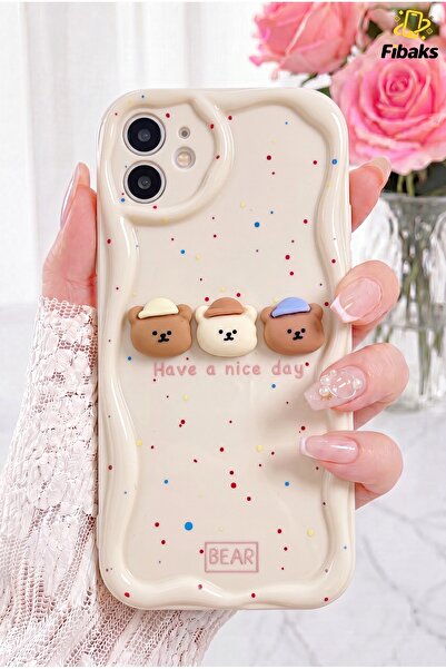 Fibaks iPhone 11 Kılıf Tasarımlı Desenli Kamera Korumalı Have A Nice Day Ayıc...