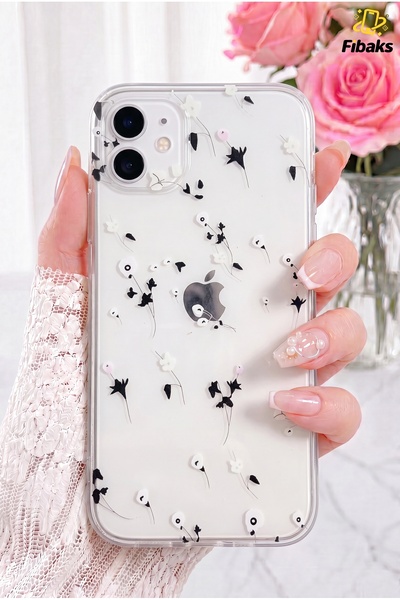 Fibaks iPhone 11 Kılıf Tasarımlı Desenli Kamera Korumalı Şeffaf Çiçek Esnek Y...