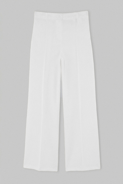 Trendyol Collection White Ribbed Detailed Wide Leg Pants Twoss26Pl00247