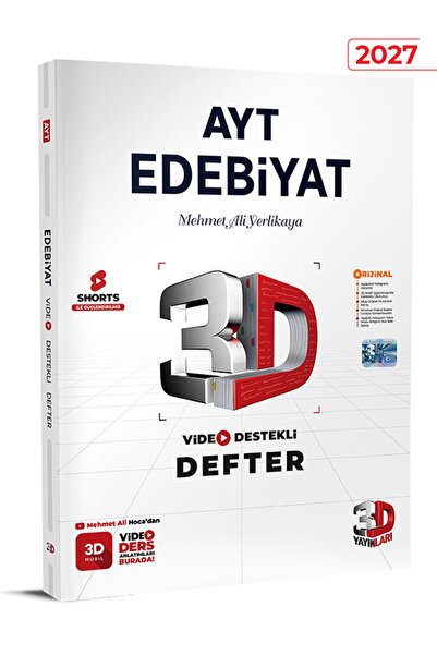 3D Yayınları 3D AYT Edebiyat Video Destekli Defter