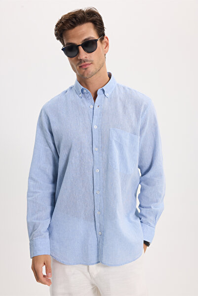 Tudors Men's Regular Fit Classic Cut Oversize Cotton Linen Texture Buttoned C...