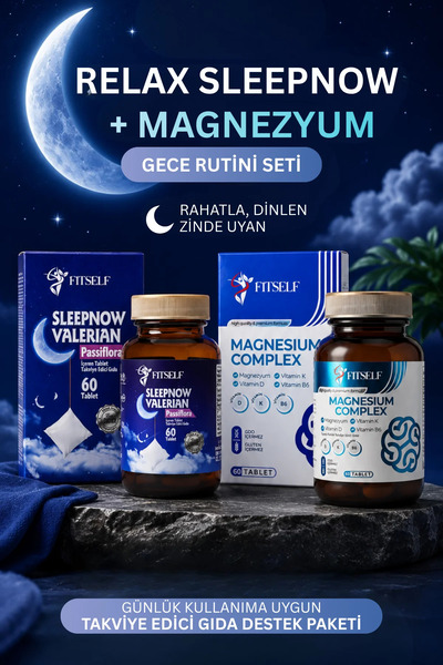 Fitself Relax Sleepnow + Magnezyum Gece Rutini Seti, Günlük Kullanıma Uygun T...