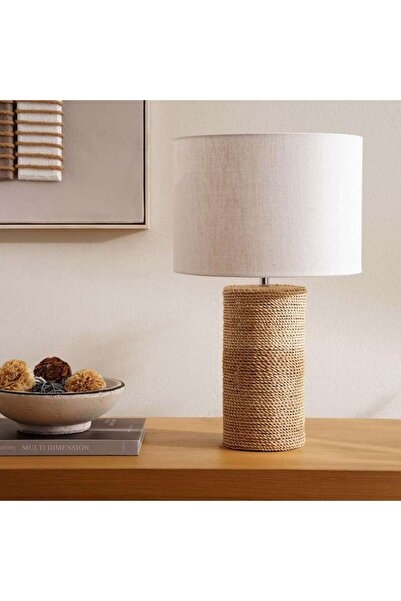 PAN HOME مصباح طاولة سيرا E27 أباكا بقطر 30×49 سم - طبيعي
