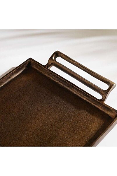 PAN HOME Trove Metal Rectangle Tray With Handles 86x28x5cm - Antique Gold