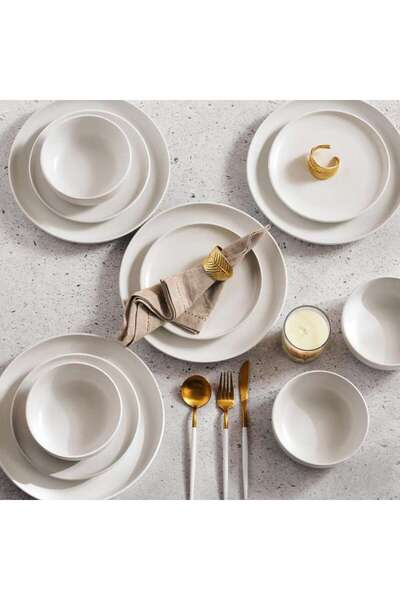 PAN HOME Artan 12-piece Stoneware Dinner Set -white