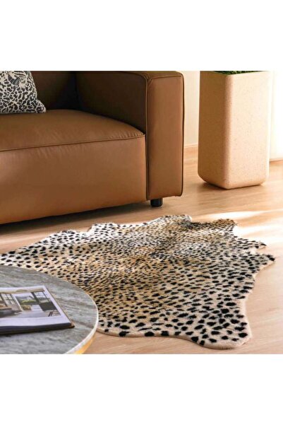 PAN HOME سجادة ديزاينورا جونجل ريفيري بتصميم فرو صناعي 135×150 سم - بني