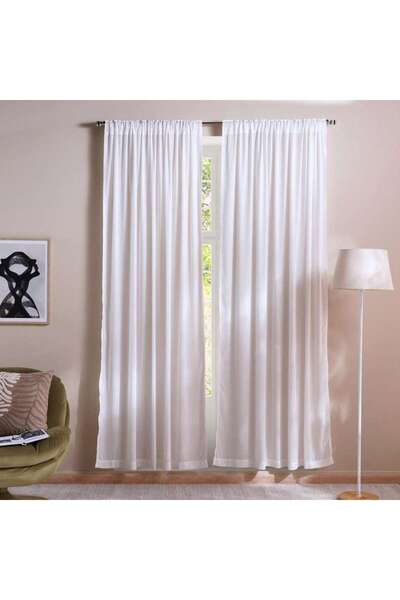 PAN HOME Ellington Organza Sheer 2 Piece Curtain Set 135x240cm - White