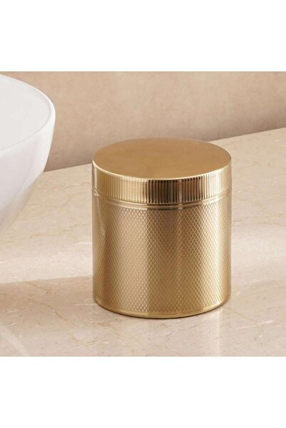PAN HOME جرة قطن معدنية كاسبيان 11 × 11 × 11.5 سم ذهبية