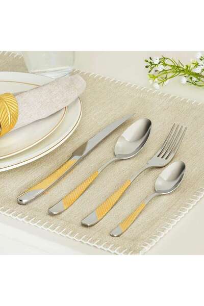 PAN HOME Fiesta 24-piece Cutlery Set -gold Chrome