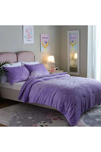 PAN HOME Rainbow 4-piece Comforter Set with Toy135x220cm - Purple