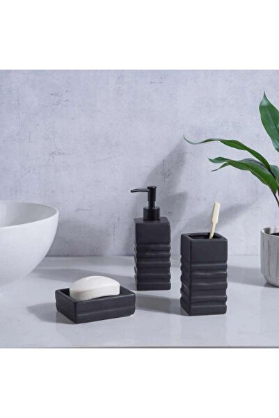 PAN HOME Obsidian 3-piece Ceramic Bathroom Accessories Set - Black
