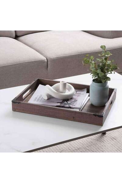 PAN HOME صينية ديكور إيميت 42.5×30×5 سم - بني