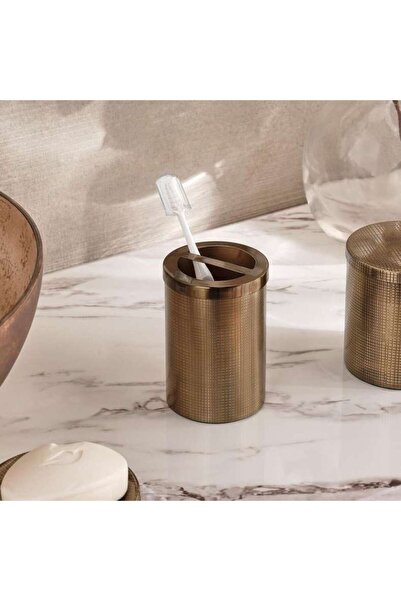 PAN HOME Norwell Metal Toothbrush Holder 7.5x7.5x11.5cm -antique Gold