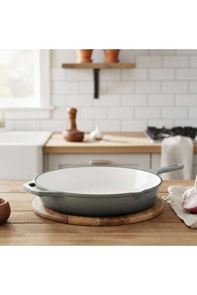 PAN HOME Glazura Enameled Cast Iron Fry Pan 46x30x5.5cm - Ombre Grey