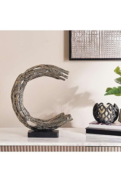 PAN HOME Rivera Metal Decor Sculpture 31.5x9x37.5cm - Antique Gold
