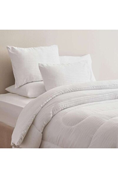 PAN HOME Satin Stripe 3-piece King Comforter Set 240x260cm - White