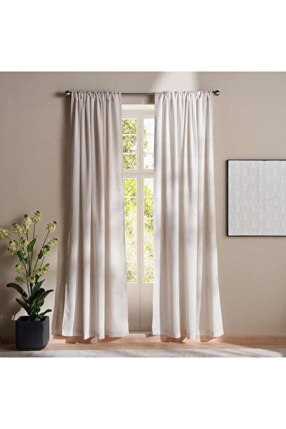 PAN HOME طقم ستائر هالسي شير من قطعتين 135×240 سم - بيج